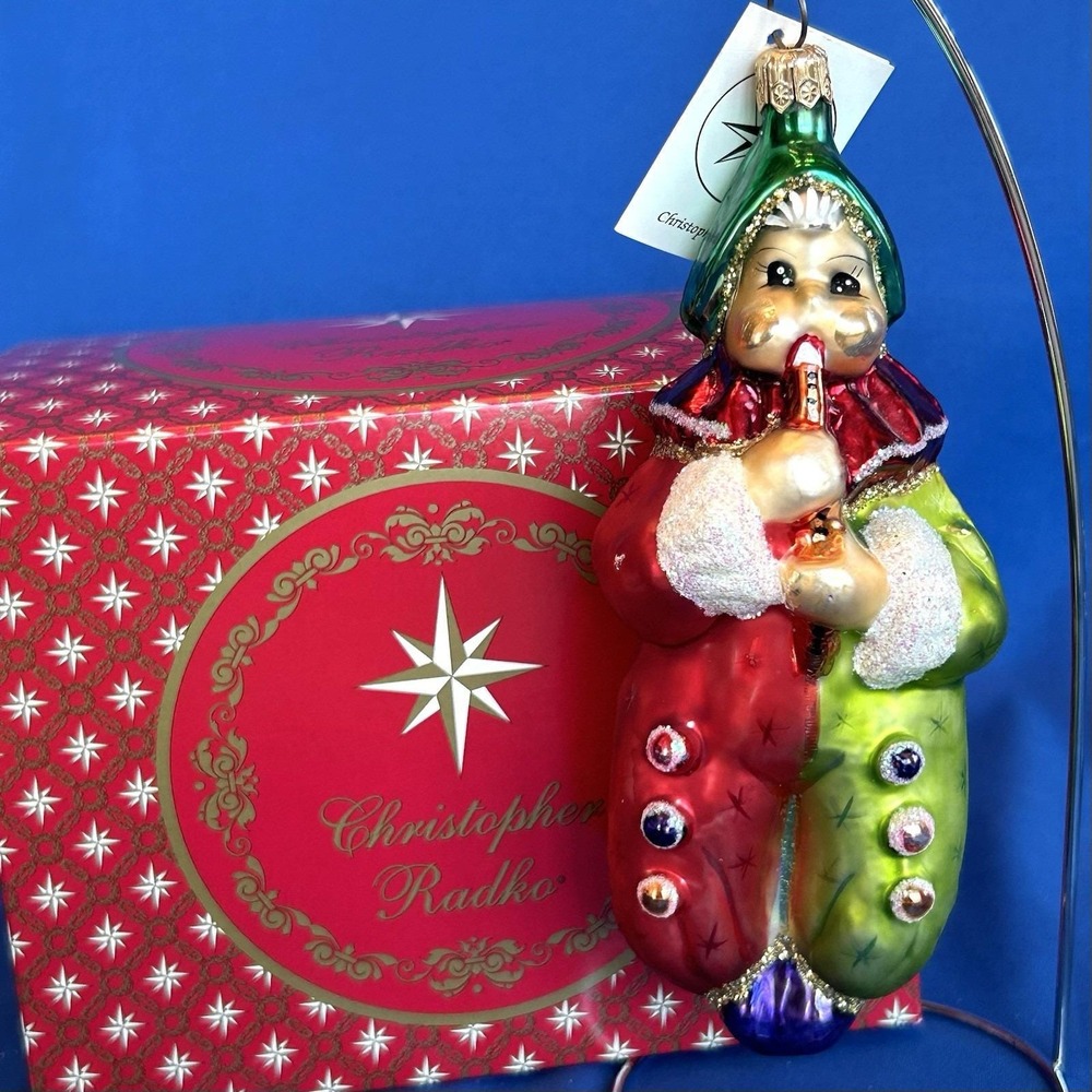 Christopher Radko 1996 CLOWN SONG 96-180-0 Jester Flute Ornament Box Tag